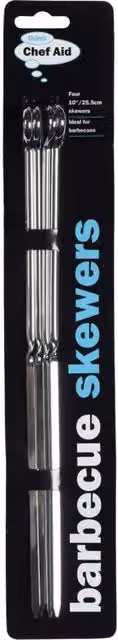 Chef Aid Metal Barbecue Skewers, Set of 4, Silver