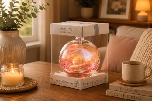 Sienna Glass Pink Angel Orb Hanging Glass Ornament, 10 cm – 1