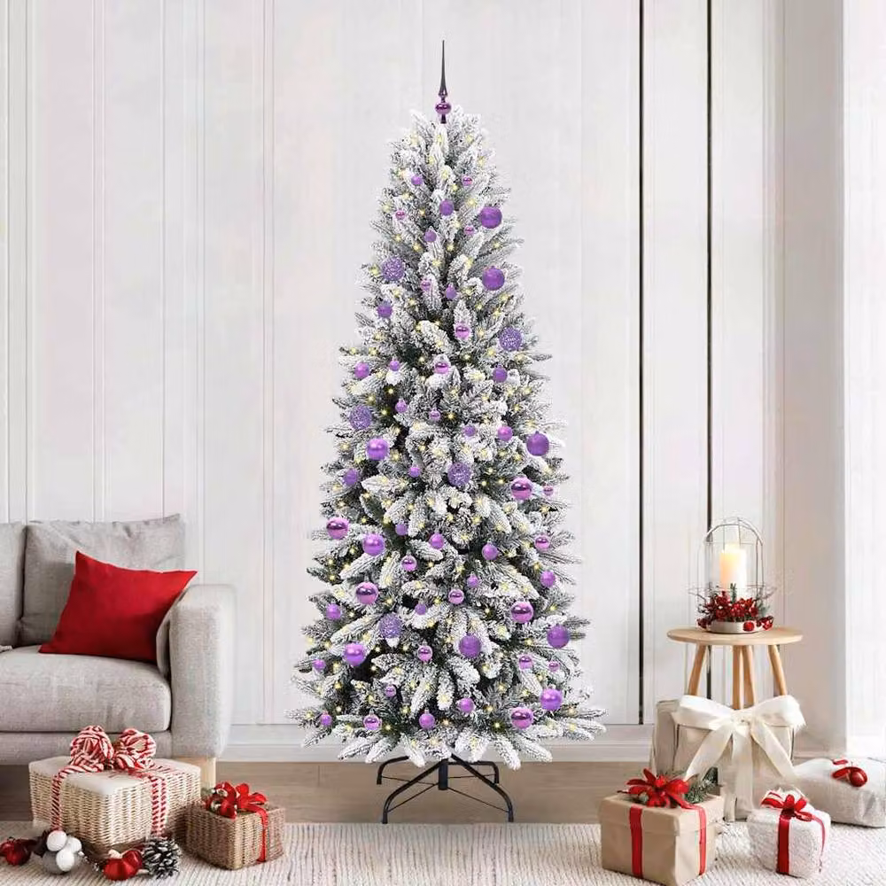 Berkfield Home Green Artificial Christmas Tree with 300 White LEDs, W/D/H: 78 x 78 x 210 cm – 2
