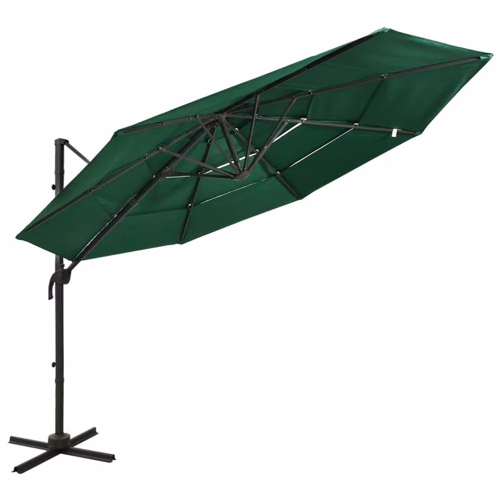 Berkfield Home 4-Tier Green Parasol with Aluminium Pole, W: 300 cm x D: 300 cm – 2