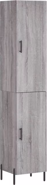 Berkfield Home Modern Grey Highboard with Hinged Doors and Internal Shelves, W/D/H: 34.5 x 34.0 x 180.0 cm – 1