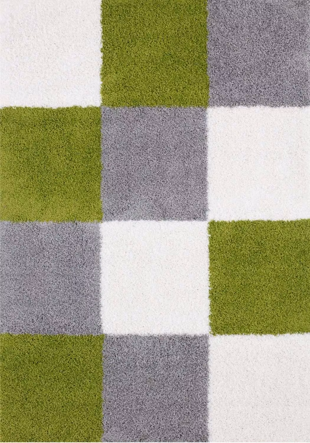 THE RUGS Soft Check High Pile Shaggy Square Rug in Green, W x W: 120 x 120 cm – 2