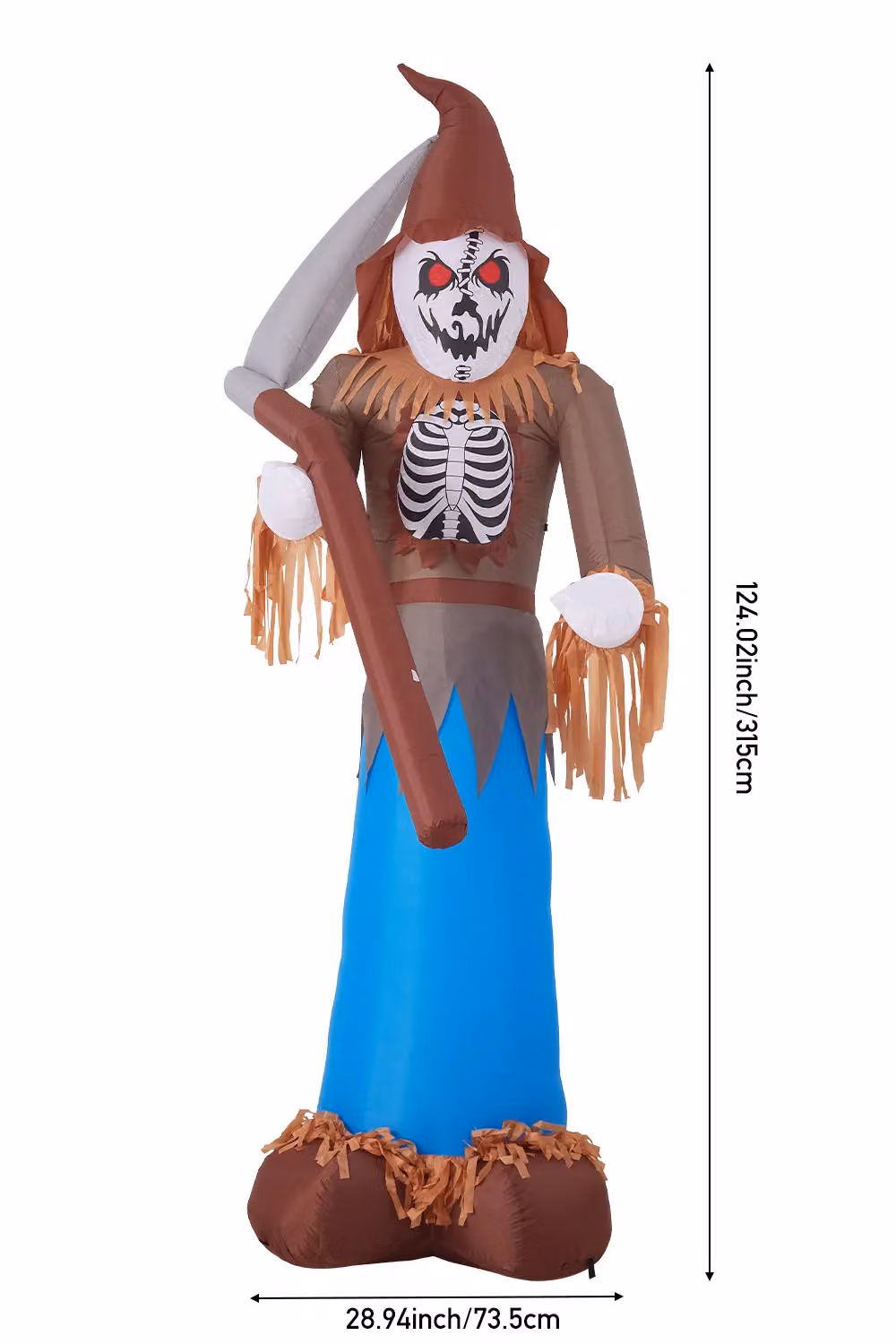H&O Direct 10ft Halloween Glowing Scarecrow with Scythe Multicolour Outdoor Inflatable Decoration – 3