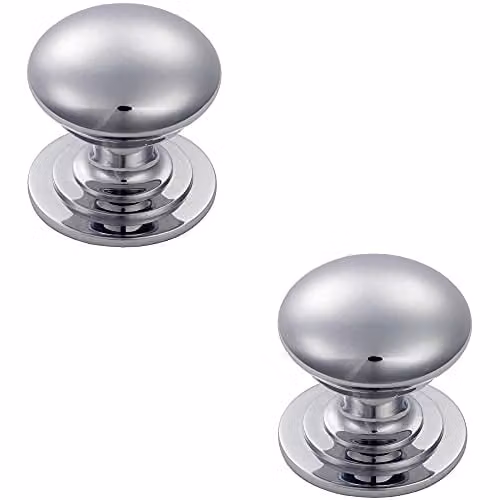 Loops 2 Pack Victorian Round Cupboard Door Knobs in Polished Chrome, 32mm Diameter