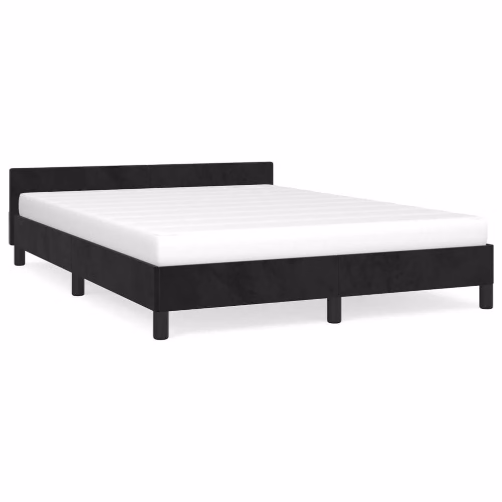 Berkfield Home Super King Velvet Upholstered Bed Frame with Headboard, Black, W: 180 cm, D: 200 cm – 2