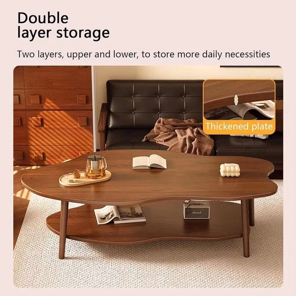 FLAVORA Modern Oval Wood Coffee Table in Brown – 4