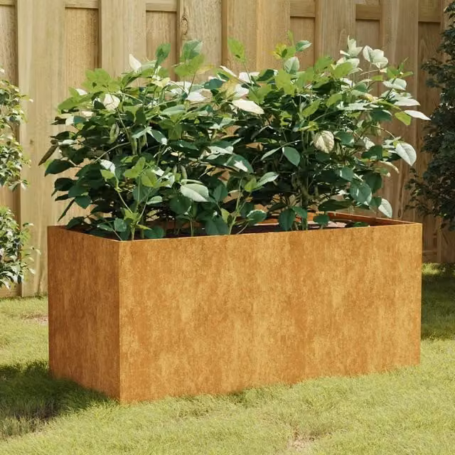 Berkfield Home Brown Corten Steel Planter Tub, W/D/H: 80 x 40 x 40 cm – 1