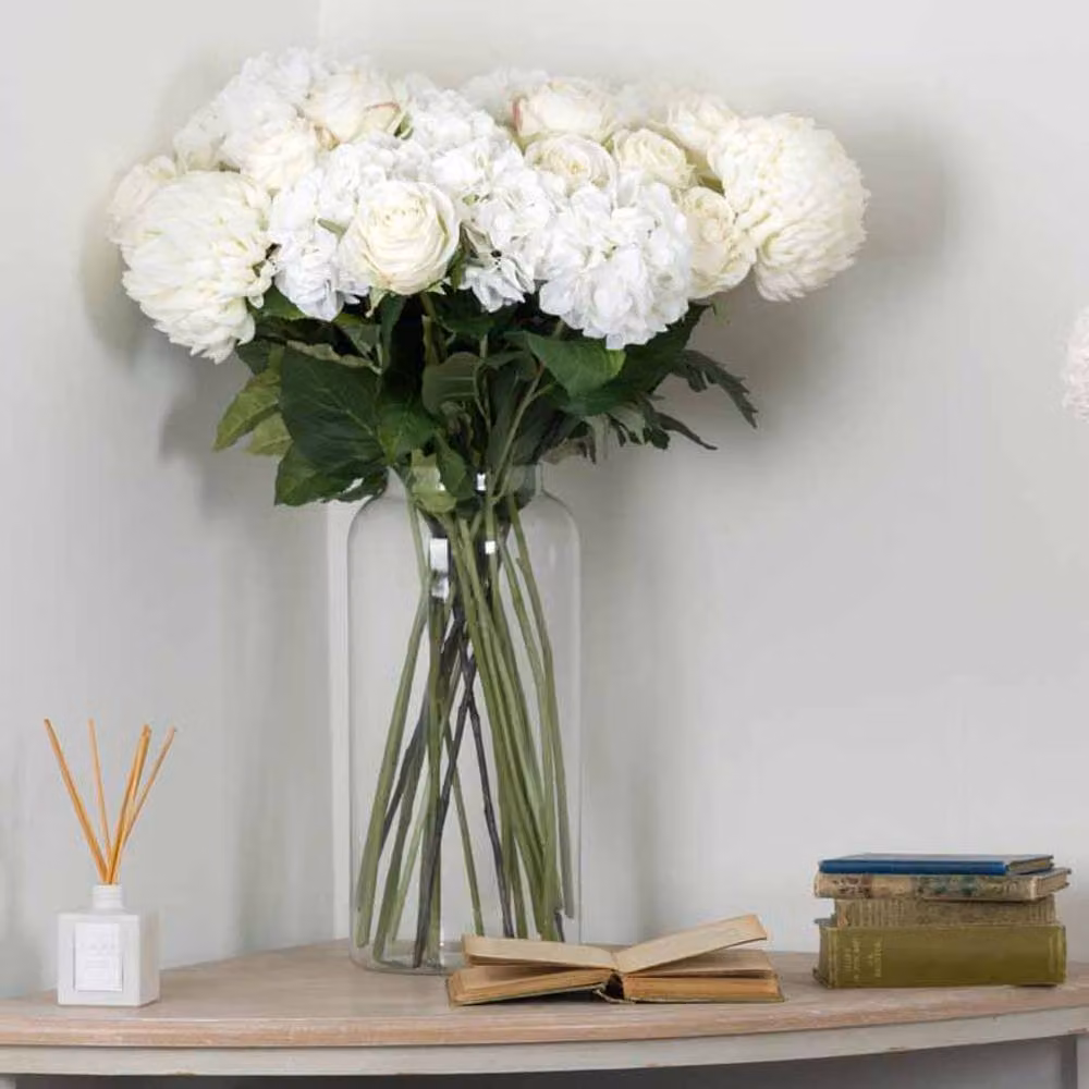 Lemon Pavilion White Small Head Hydrangea Artificial Flower, W15 x D15 x H71 cm – 6