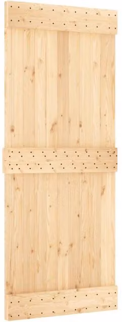 Berkfield Home Rustic Solid Wood Pine Sliding Door with Hardware Set, Brown, W: 85 cm, H: 210 cm