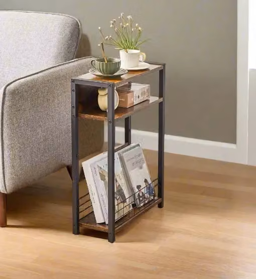 Modcraft 3 Tier Slim Side End Table in Brown and Black – 2