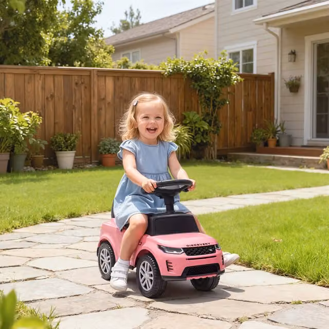 AIYAPLAY Land Rover Licensed Pink Ride On Car with Light and Sound Storage Slider