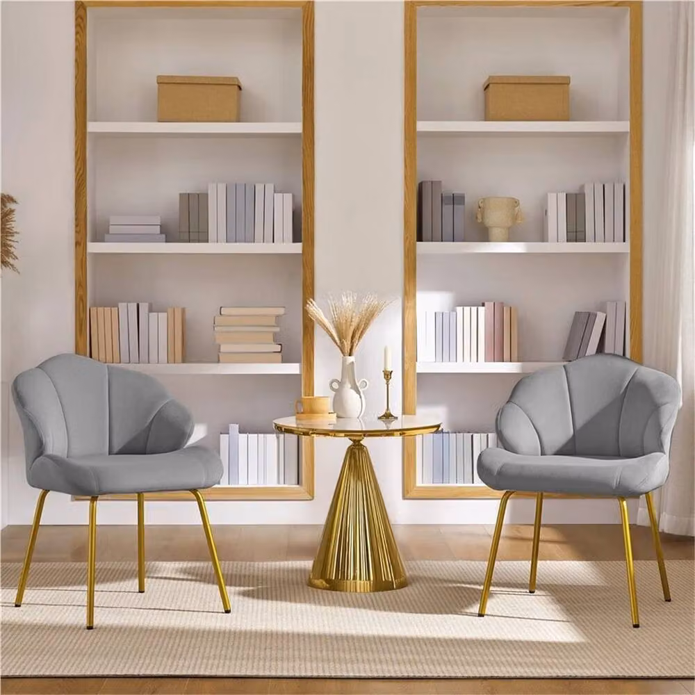 KORVIXA Grey Velvet Shell Accent Chair, W/D/H: 100 x 100 x 78 cm – 2
