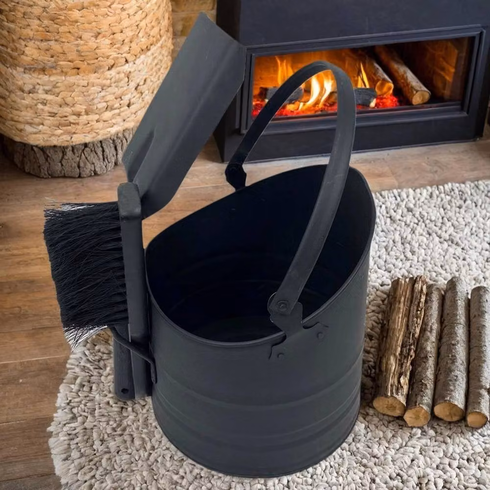 Havendro 10L Metal Coal Scuttle with Shovel and Brush Set in Black – 3