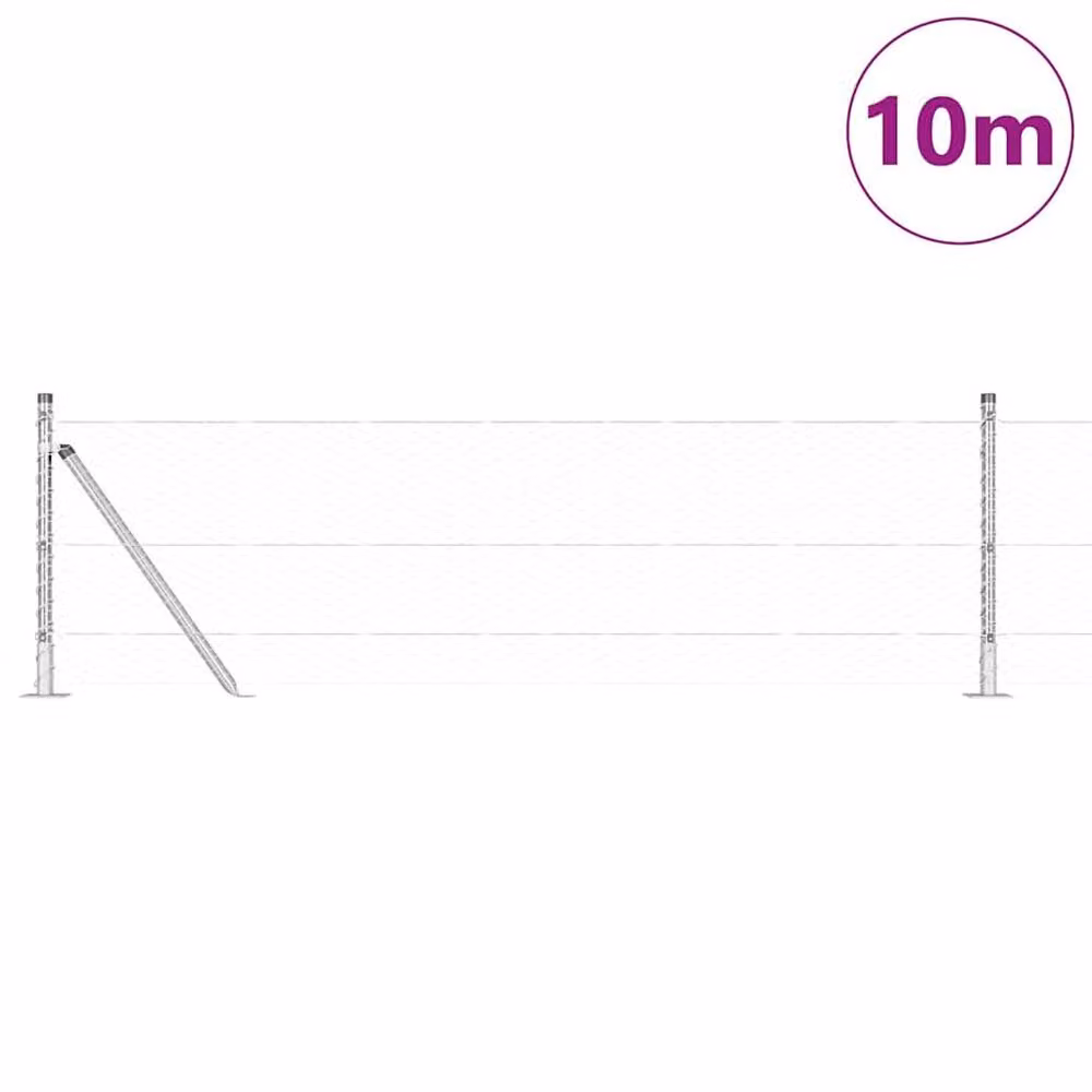 Berkfield Home Hexagon Fence in Silver Galvanised Steel, W: 0.4 m, L: 10 m – 2