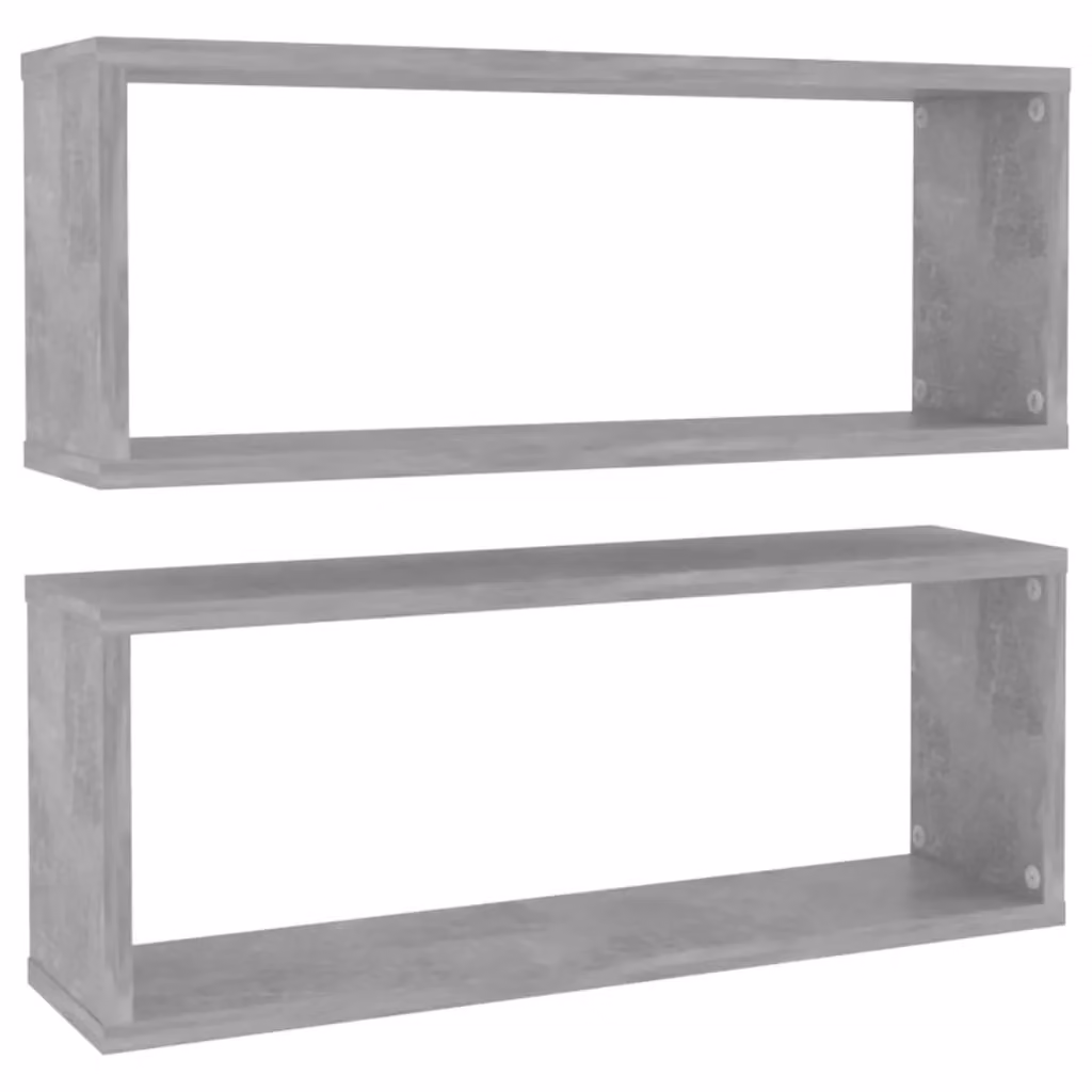 Berkfield Home Wall Mounted Cube Shelf Set of 2, Concrete Grey, W: 60 cm, D: 15 cm, H: 23 cm – 2
