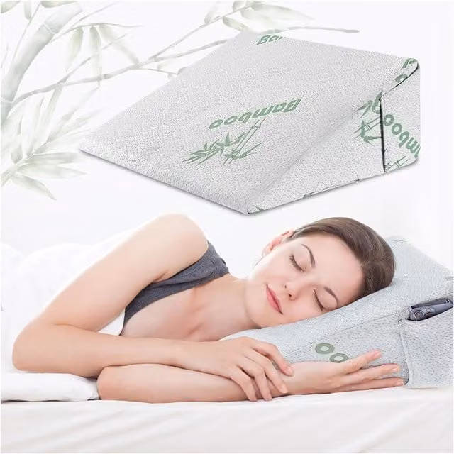 GAVENO CAVAILIA Firm Wedge Pillow in White with Breathable Removable Cover for Back, Neck and Leg Support