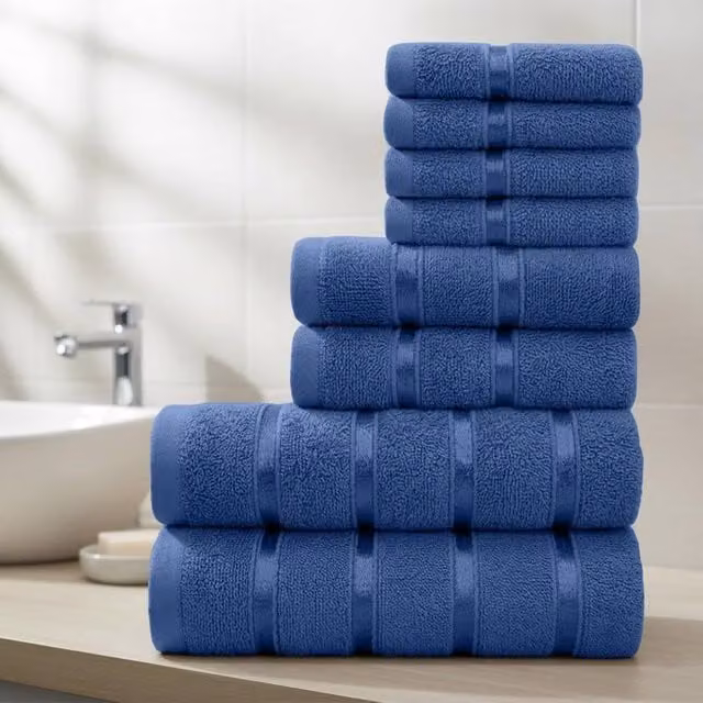 Smart Living Premium Luxury 8 Piece Cotton Towel Bale Set in Blue