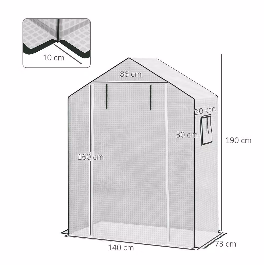 STILVORA White Plastic Greenhouse Cover Replacement W/D/H: 140 x 73 x 190 cm – 3