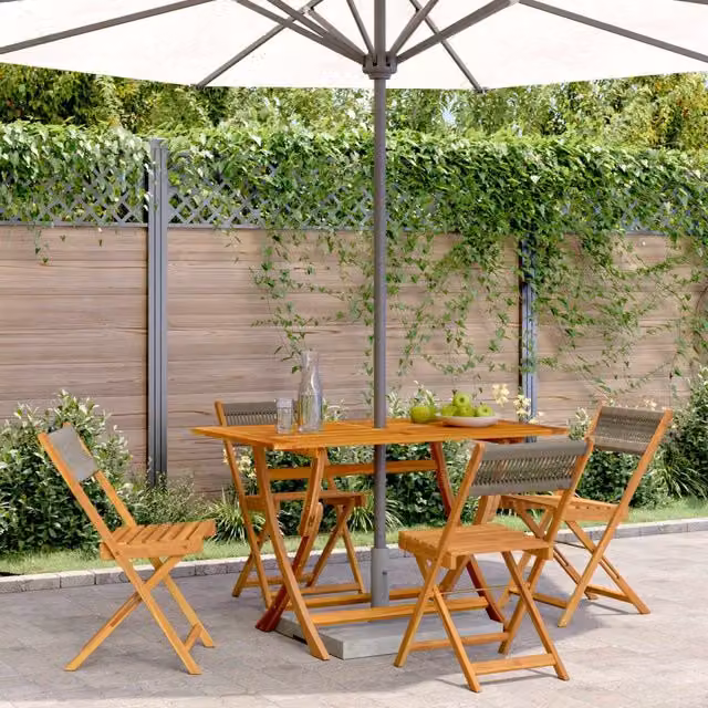Berkfield Home Set of 4 Folding Garden Chairs in Grey Acacia Wood – 1