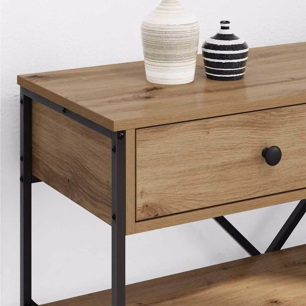 Berkfield Home Artisan Oak Stylish Console Table, Brown, W/D/H: 100 x 34.5 x 75 cm – 3