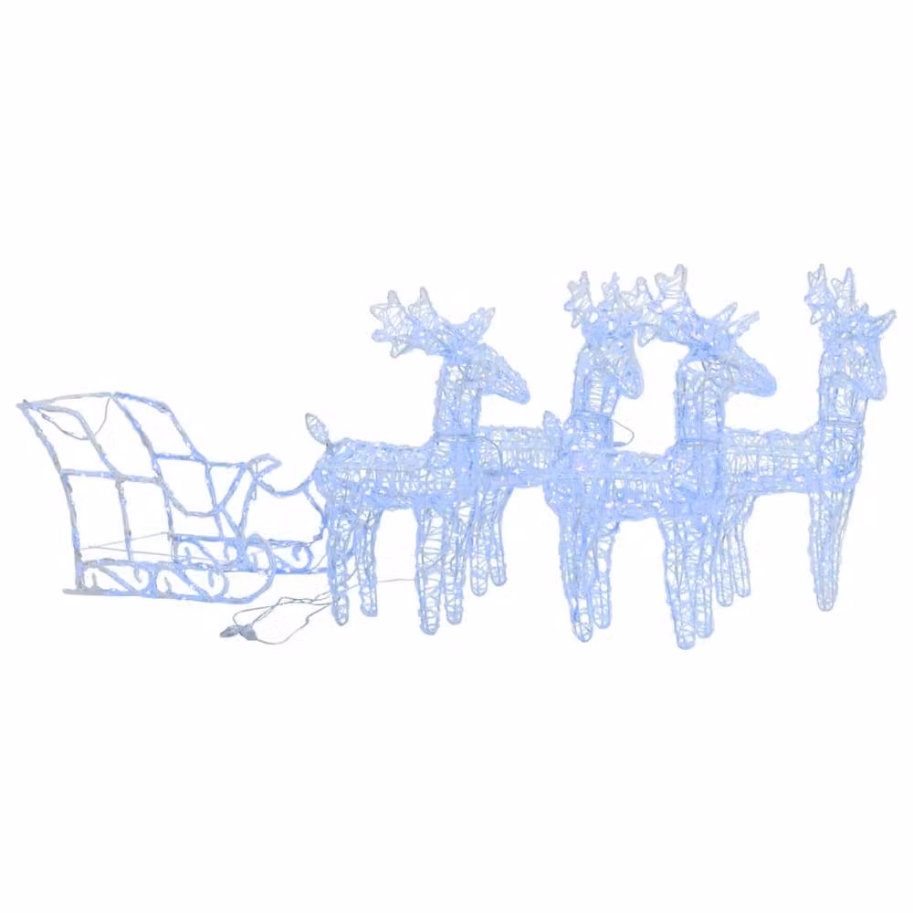 Berkfield Home Reindeers & Sleigh Christmas Decoration in Blue with LED Effect, W: 280 cm, D: 28 cm, H: 55 cm – 2