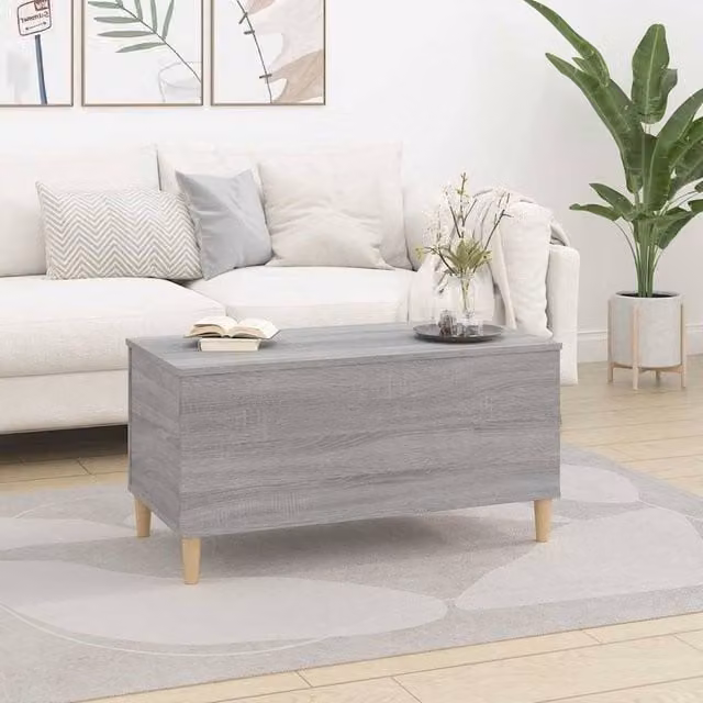 Berkfield Home Grey Sonoma Decorative Coffee Table with Lift Mechanism, W: 90 cm, D: 44.5 cm, H: 45 cm