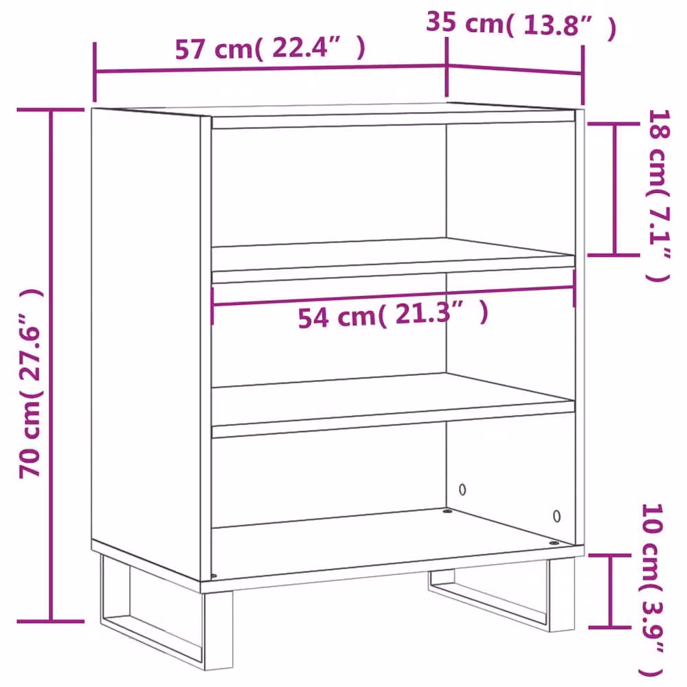 Berkfield Home Modern Black Sideboard in Matt Engineered Wood, W/D/H: 57 x 35 x 70 cm – 5
