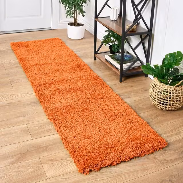Bravich California Shaggy Rug in Orange, W: 230 cm, D: 60 cm