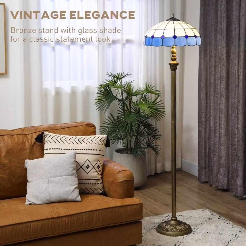 Wyld Haus Luel Tiffany Style Floor Lamp in Bronze Tone Metal and Multicolour Glass, Height: 152 cm – 5