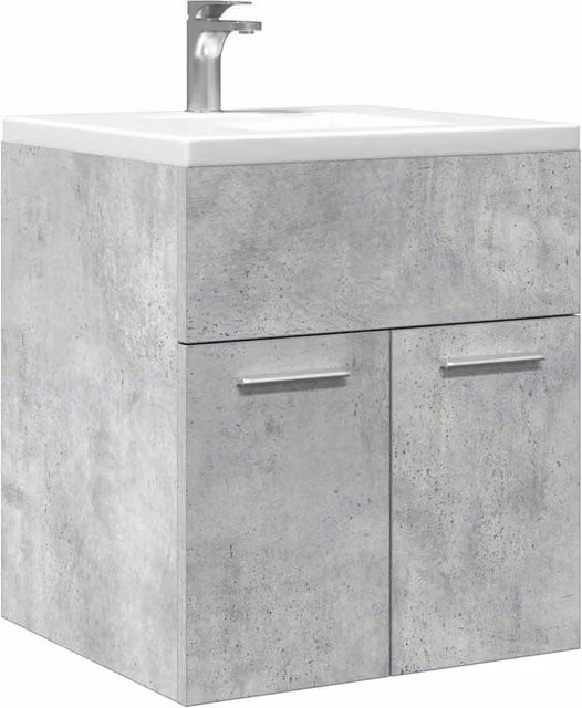Berkfield Home Wall Mounted Bathroom Sink Cabinet in Concrete Grey, W: 41 cm, D: 38.5 cm, H: 46 cm