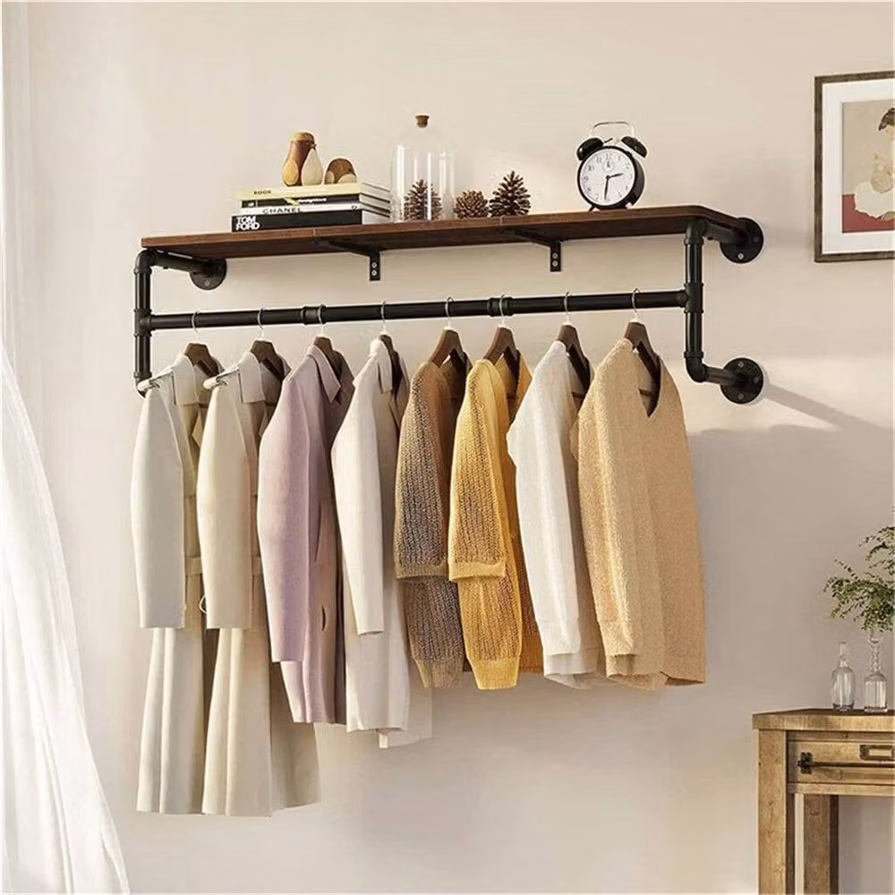 KORVIXA Industrial Matt Black Metal Pipe Clothes Rack, W: 100 cm, D: 30 cm, H: 100 cm – 4