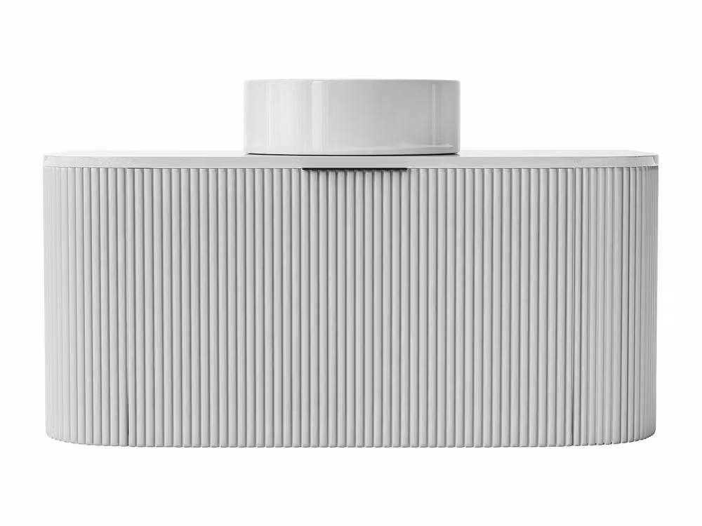Vente-unique Striped Wall-Hung Bathroom Vanity Unit with Countertop Basin in Matt White – 2