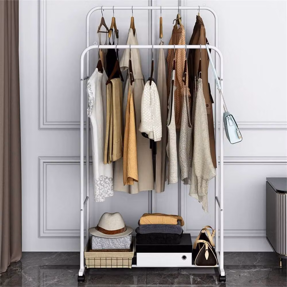 Nordara Matt White Metal Minimalist Clothes Rail with Continuous Linear Rail, H: 159.5 cm, W: 80 cm – 4