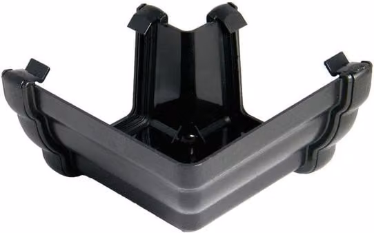 FloPlast Cast Iron Effect Ogee Gutter External Angle, 90 Degree, Black, 110mm x 80mm