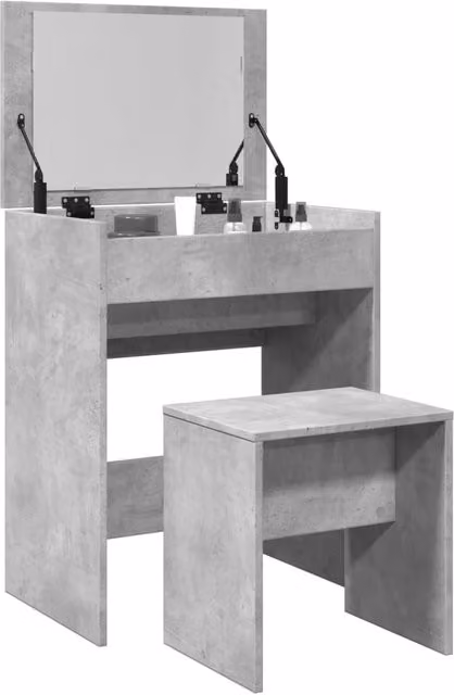 Berkfield Home Modern Dressing Table and Stool in Grey, W: 60 cm, D: 40 cm, H: 113.5 cm – 1