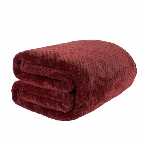 OHS Red Fleece Faux Fur Blanket, W x D: 150 x 200 cm – 1