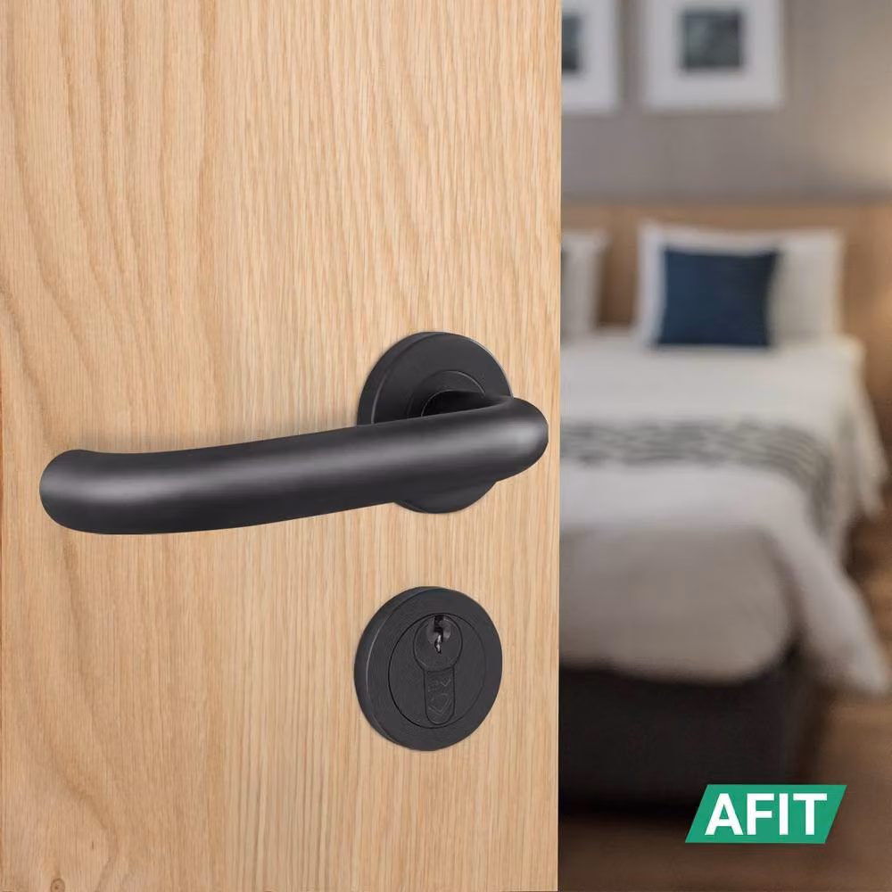 AFIT Matt Black Fire Rated Return to Door Handles with Euro Double Cylinder and Hinges, 150 x 150 mm – 6