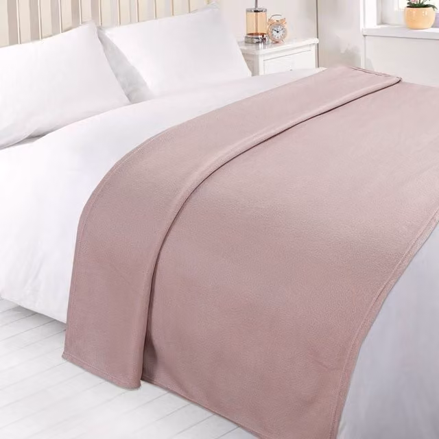 Dreamscene Plain Pink Fleece Throw Blanket, W: 150 cm