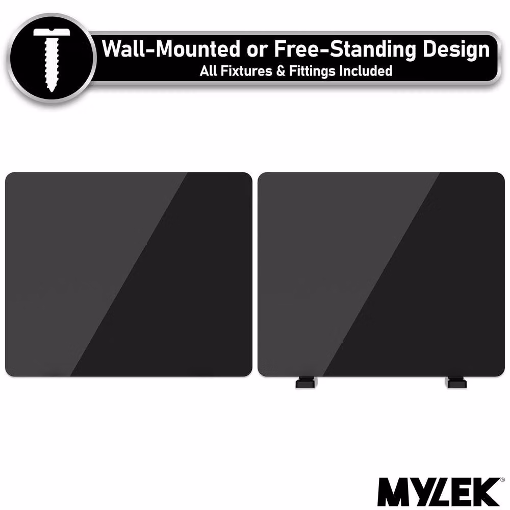 MYLEK 900W Slimline Glass Panel Radiator Heater in Black with Wifi and App Control – 5