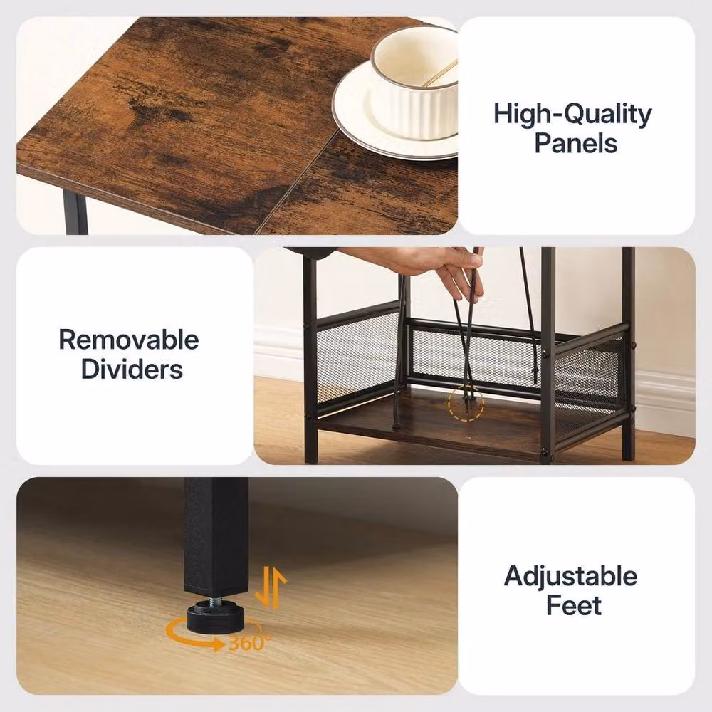 FORGEVIO Industrial Record Player and Turntable Stand in Brown and Black – 3