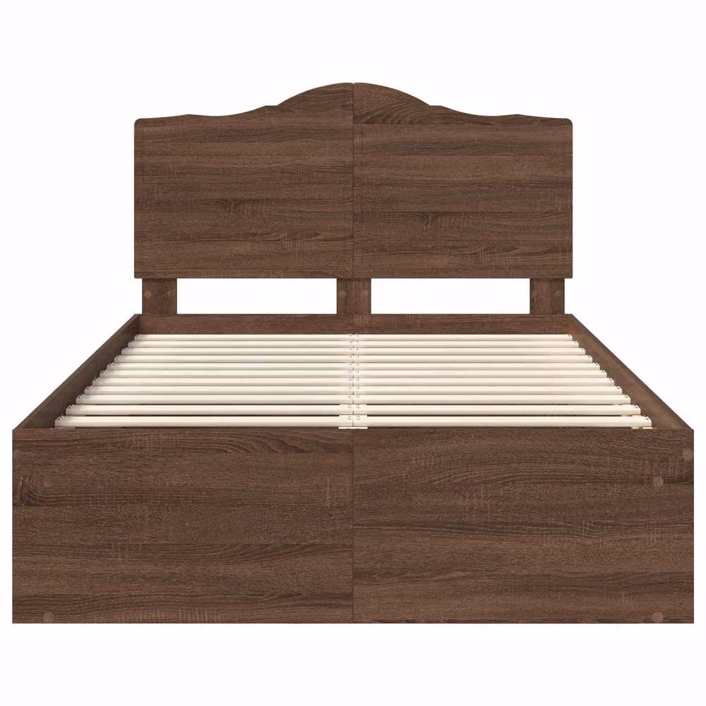 Berkfield Home Bed Frame with Headboard in Brown Oak, W/D/H: 120 x 200 cm – 4