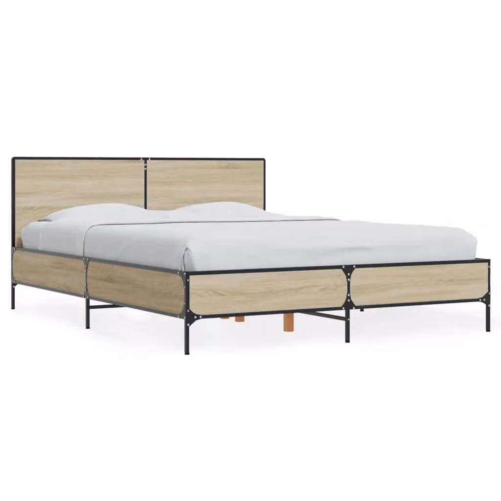 Berkfield Home Sonoma Oak Small Double Bed Frame in Brown, W/D/H: 120 x 190 cm – 2