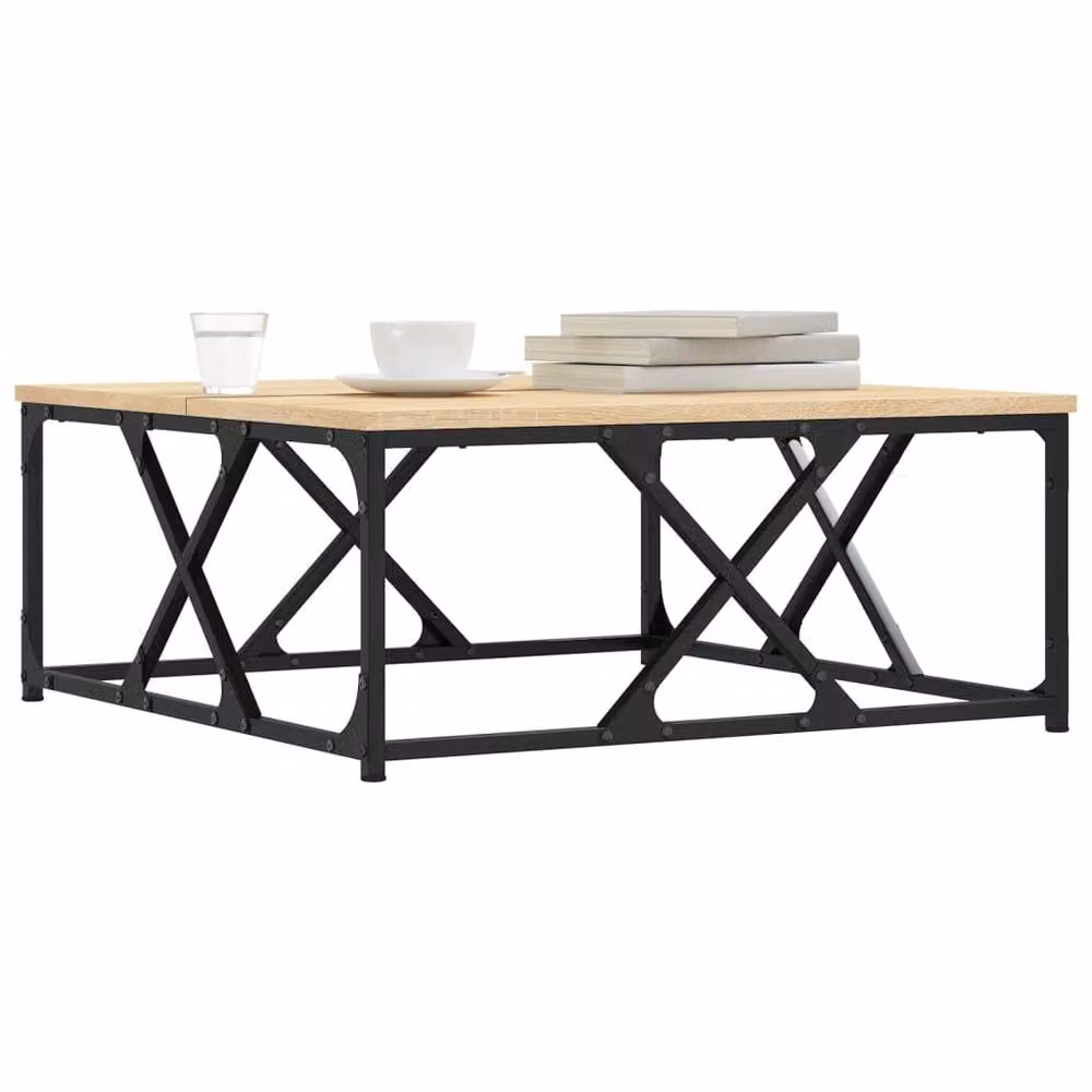 Berkfield Home Sonoma Oak Coffee Table in Light Brown, W/D/H: 70 x 70 x 30 cm – 3