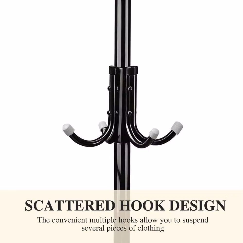 PAWNORA 12 Hook Metal Floor Standing Clothes Hanger Post Tree in Black – 3