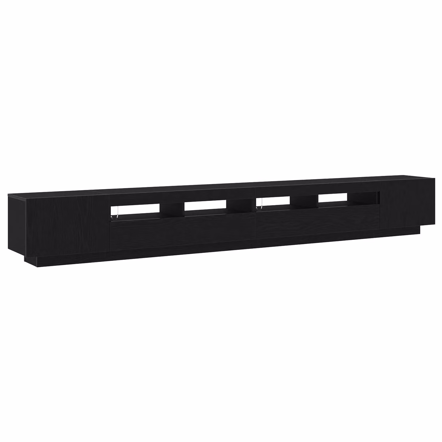 Berkfield Home Modern TV Stand with LED Lights in Black Oak, W: 300 cm, D: 35 cm, H: 40 cm – 2