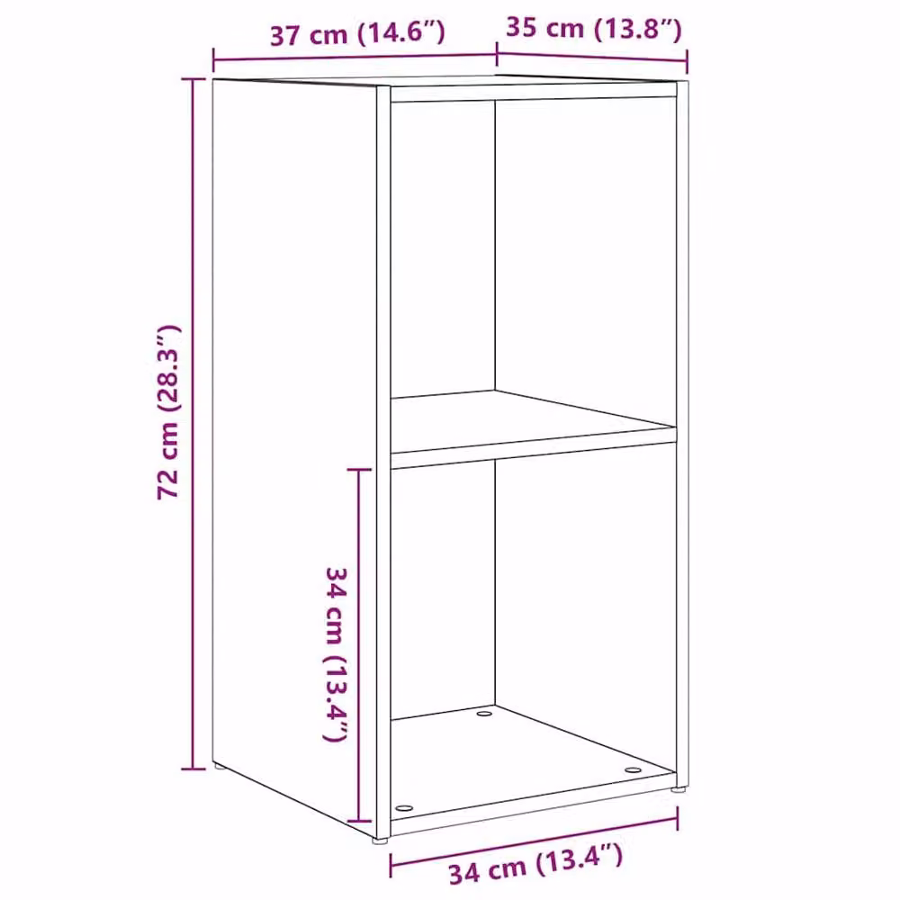 Berkfield Home 2-Piece Artisan Oak Cube Shelving Unit with Back Panel, Brown, W/D/H: 72 x 35 x 36.5 cm – 6