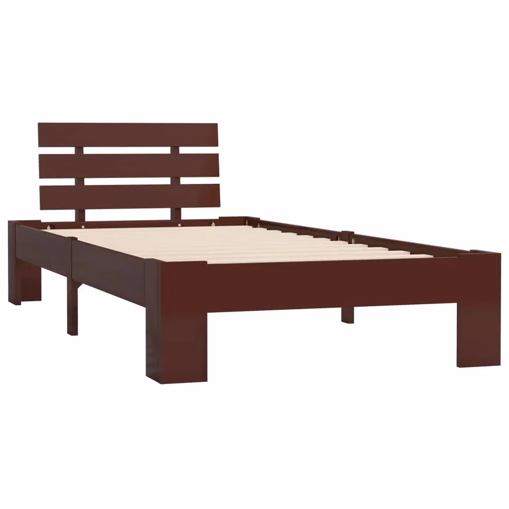 Berkfield Home Modern Solid Pine Wood Bed Frame, Brown, W/D/H: 100 x 200 cm – 2