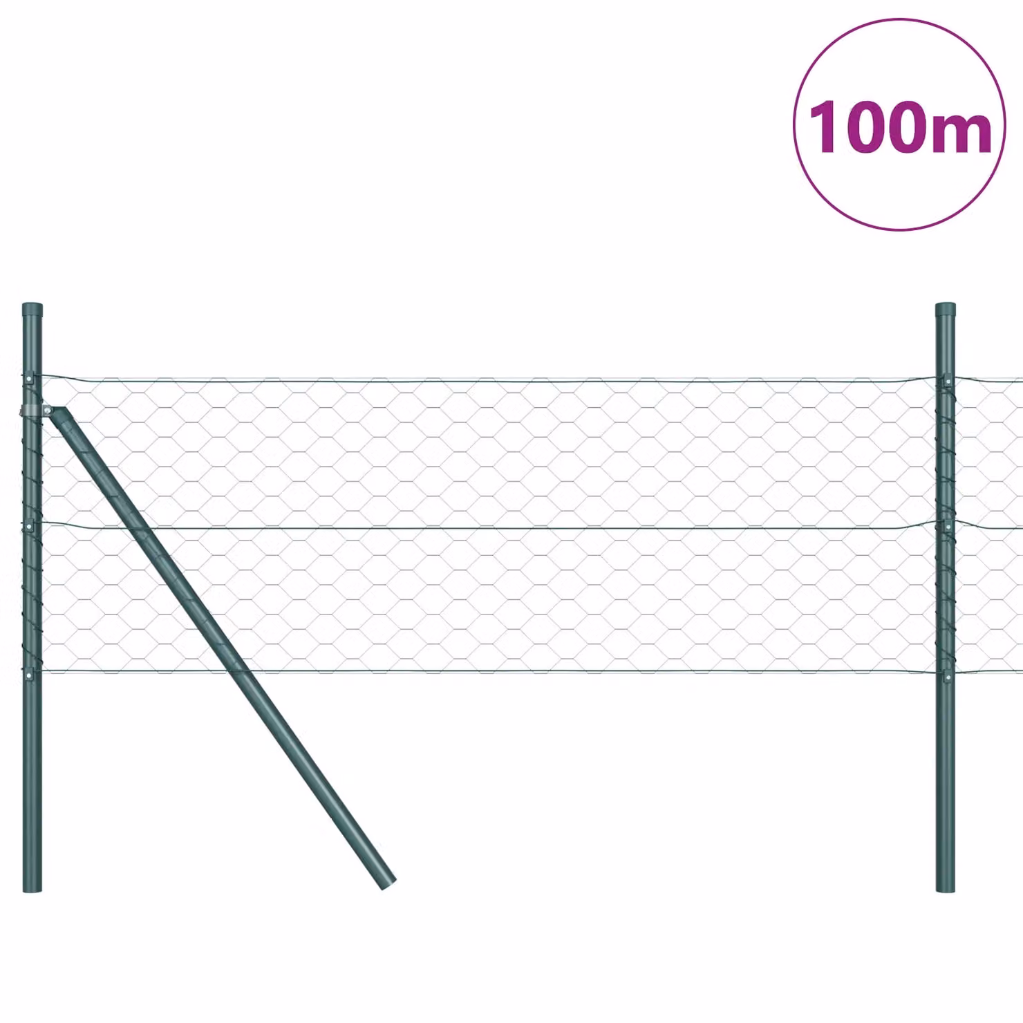 Berkfield Home Green Powder-Coated Steel Hexagon Wire Mesh Fence, W: 0.5 m, L: 100 m – 3
