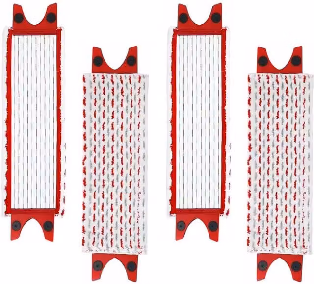FLAVORA 4-Piece Red Microfiber Spray Mop Replacement Head Refill Pads