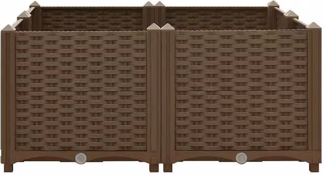 Berkfield Home Brown Polypropylene Raised Bed W: 80 cm, D: 80 cm, H: 38 cm – 1